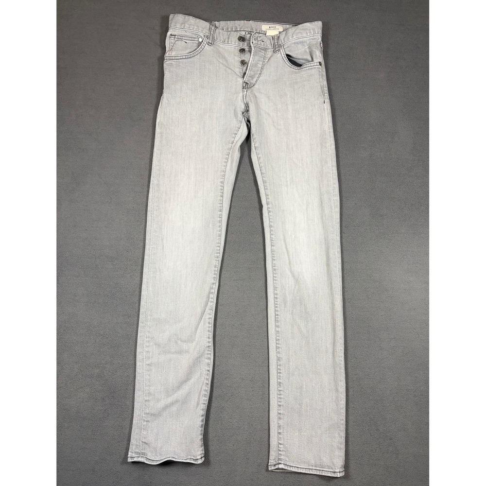 H&M &Drain Jeans Mens 31x34 Gray Super Slim Low Leg Denim